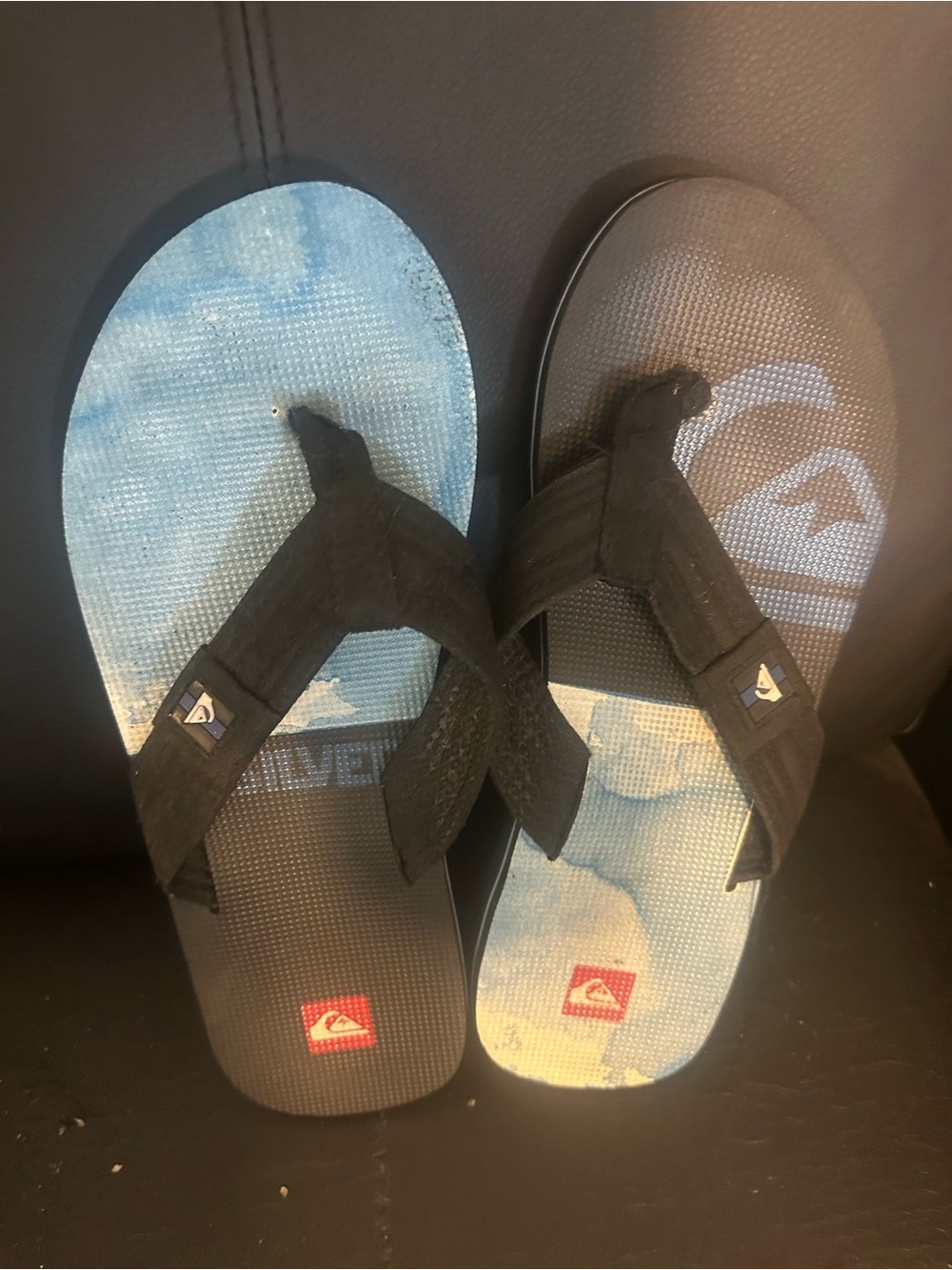 Quiksilver Kids Blue Printed Footbed with Black Straps Flip Flops